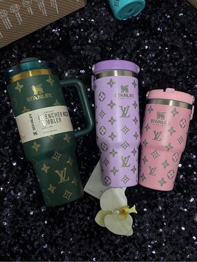 Stanley Green, Lavender & Pink Monogram Insulated Tumbler Set